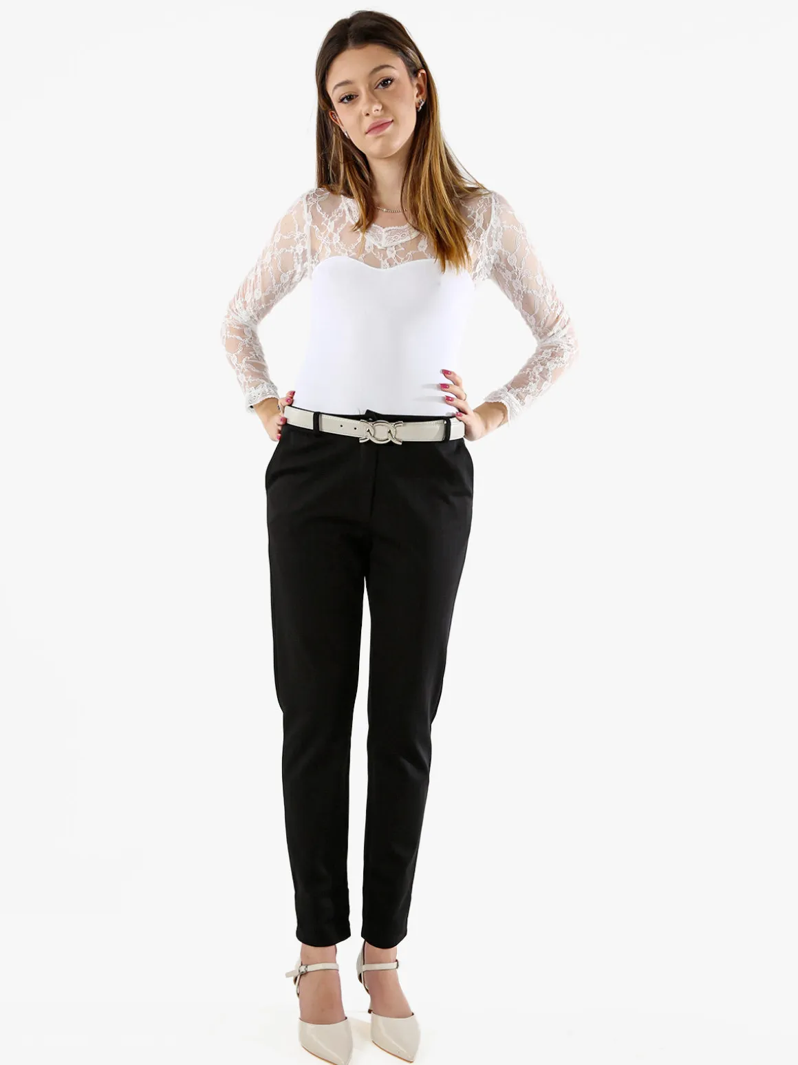 Solada Top body donna a maniche lunghe con pizzo