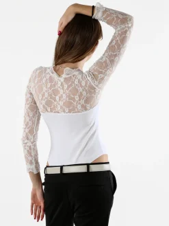 Solada Top body donna a maniche lunghe con pizzo