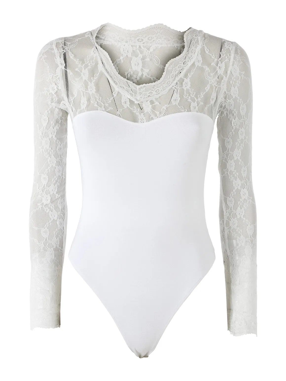 Solada Top body donna a maniche lunghe con pizzo