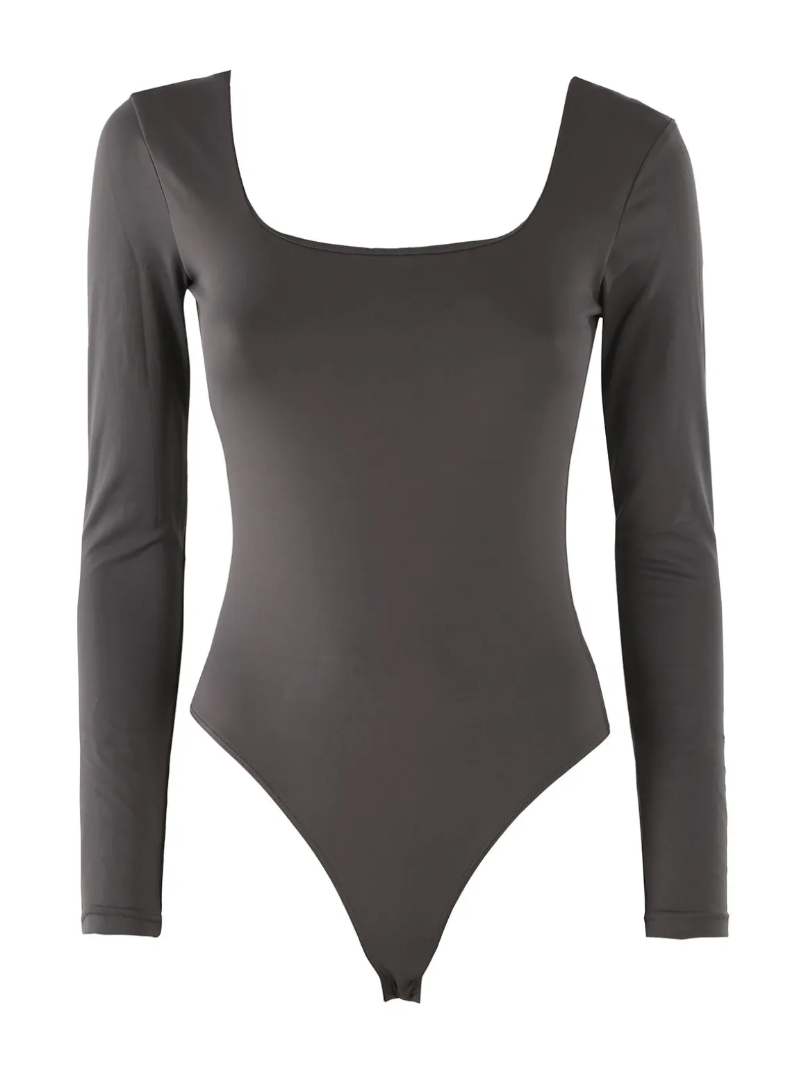 Solada Top body donna a maniche lunghe con scollo davanti e dietro - grigio scuro