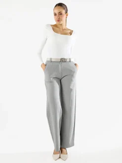 Solada Top body donna a maniche lunghe con scollo davanti e dietro - bianco