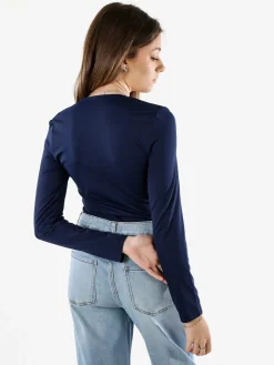 Solada Top body donna a maniche lunghe con scollo quadrato - blu scuro