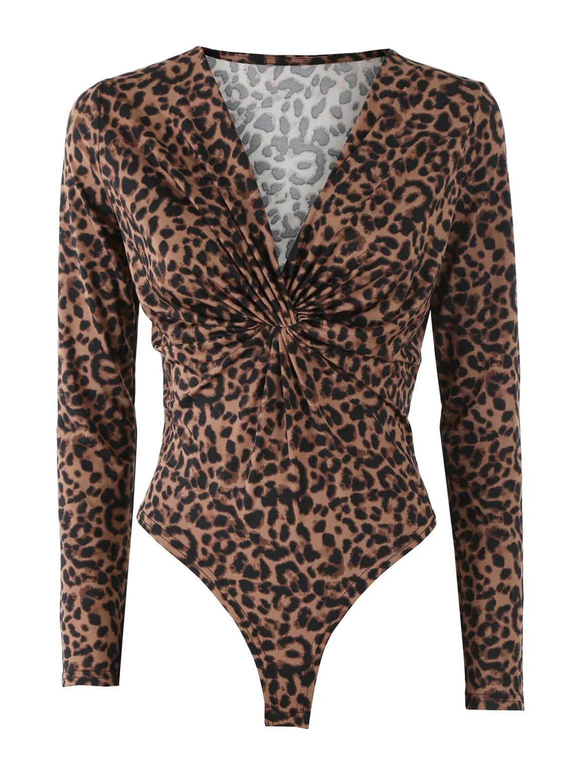 Solada Top body donna maculato a maniche lunghe - marrone