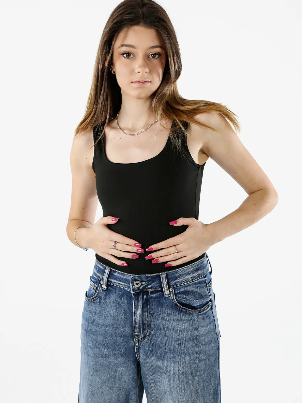 Solada Top body donna senza maniche sgambato - nero