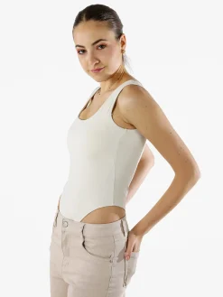 Solada Top body donna senza maniche sgambato - panna