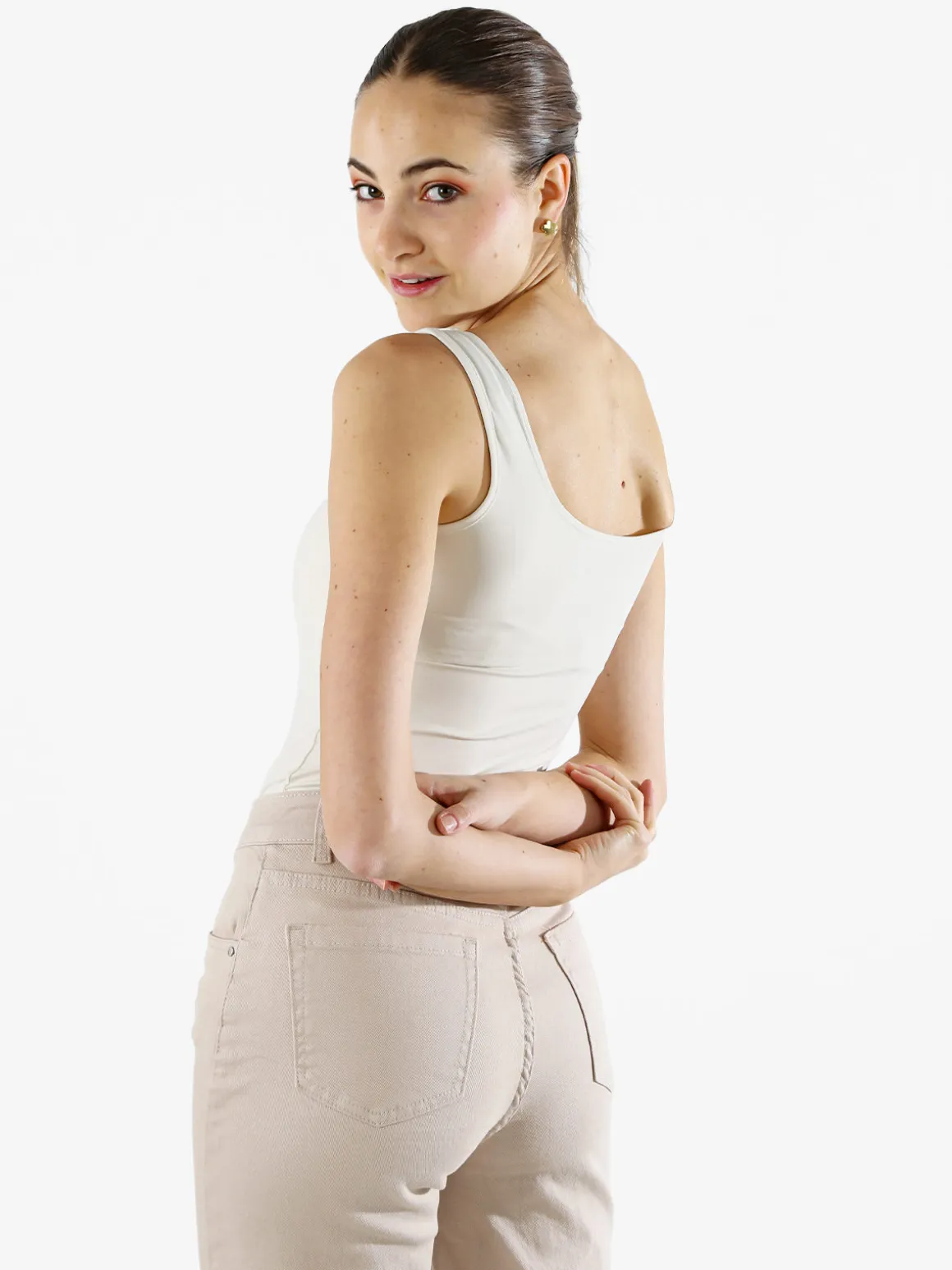 Solada Top body donna senza maniche sgambato - panna