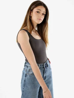 Solada Top body donna senza maniche sgambato - grigio scuro