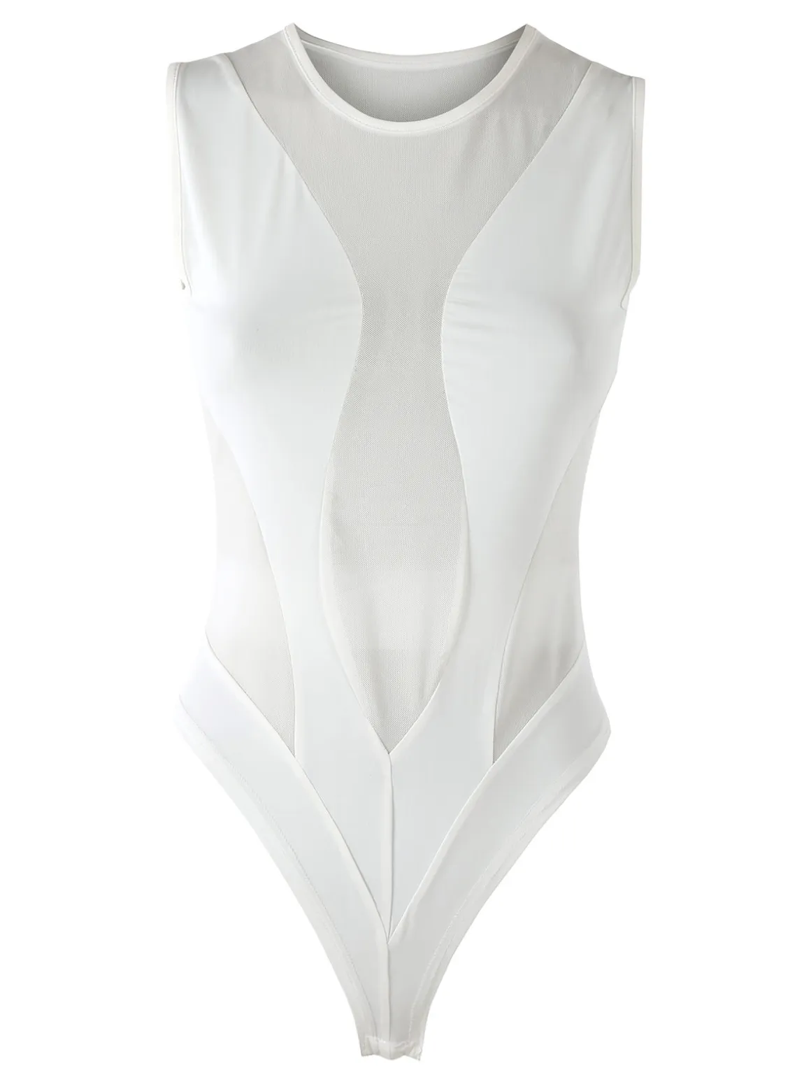 Solada Top body smanicato da donna con inserti a rete - bianco