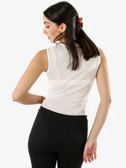 Solada Top body smanicato da donna con inserti a rete - bianco