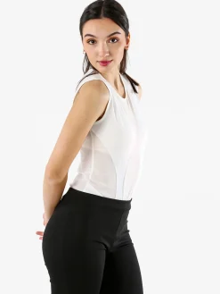 Solada Top body smanicato da donna con inserti a rete - bianco