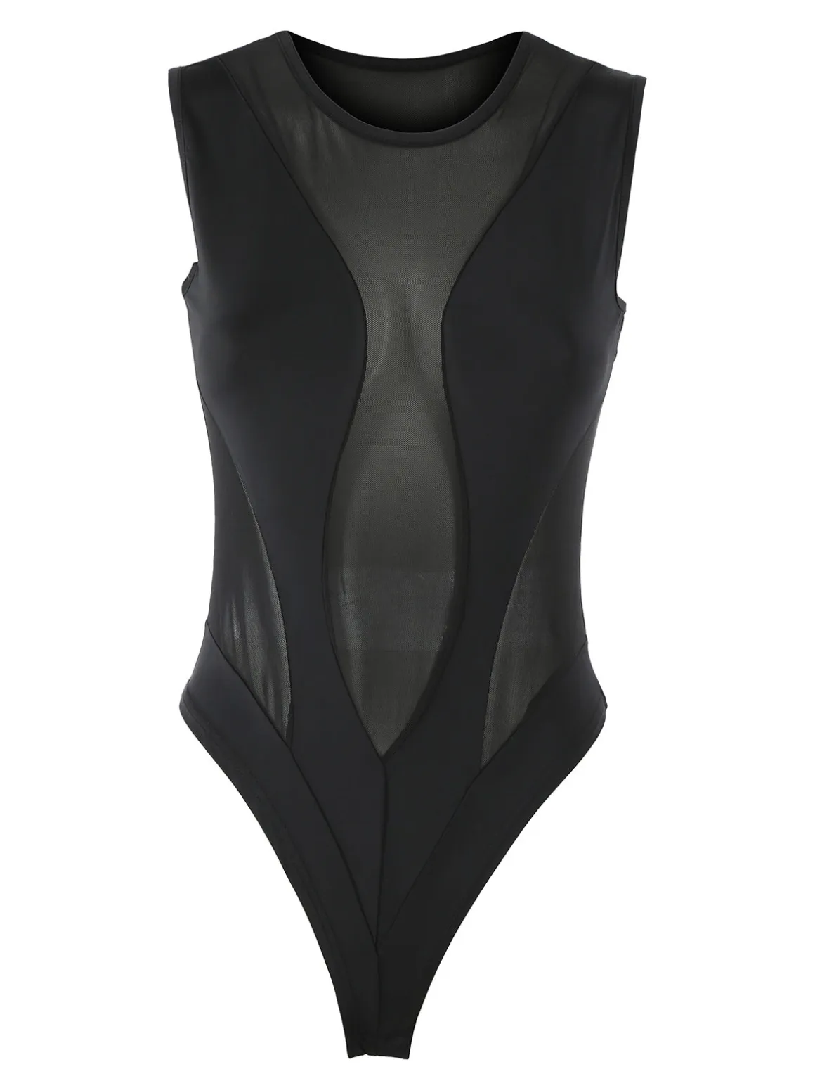 Solada Top body smanicato da donna con inserti a rete - nero