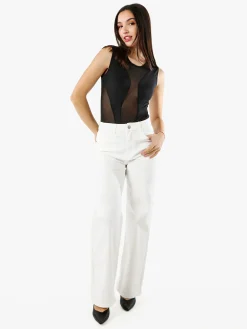 Solada Top body smanicato da donna con inserti a rete - nero