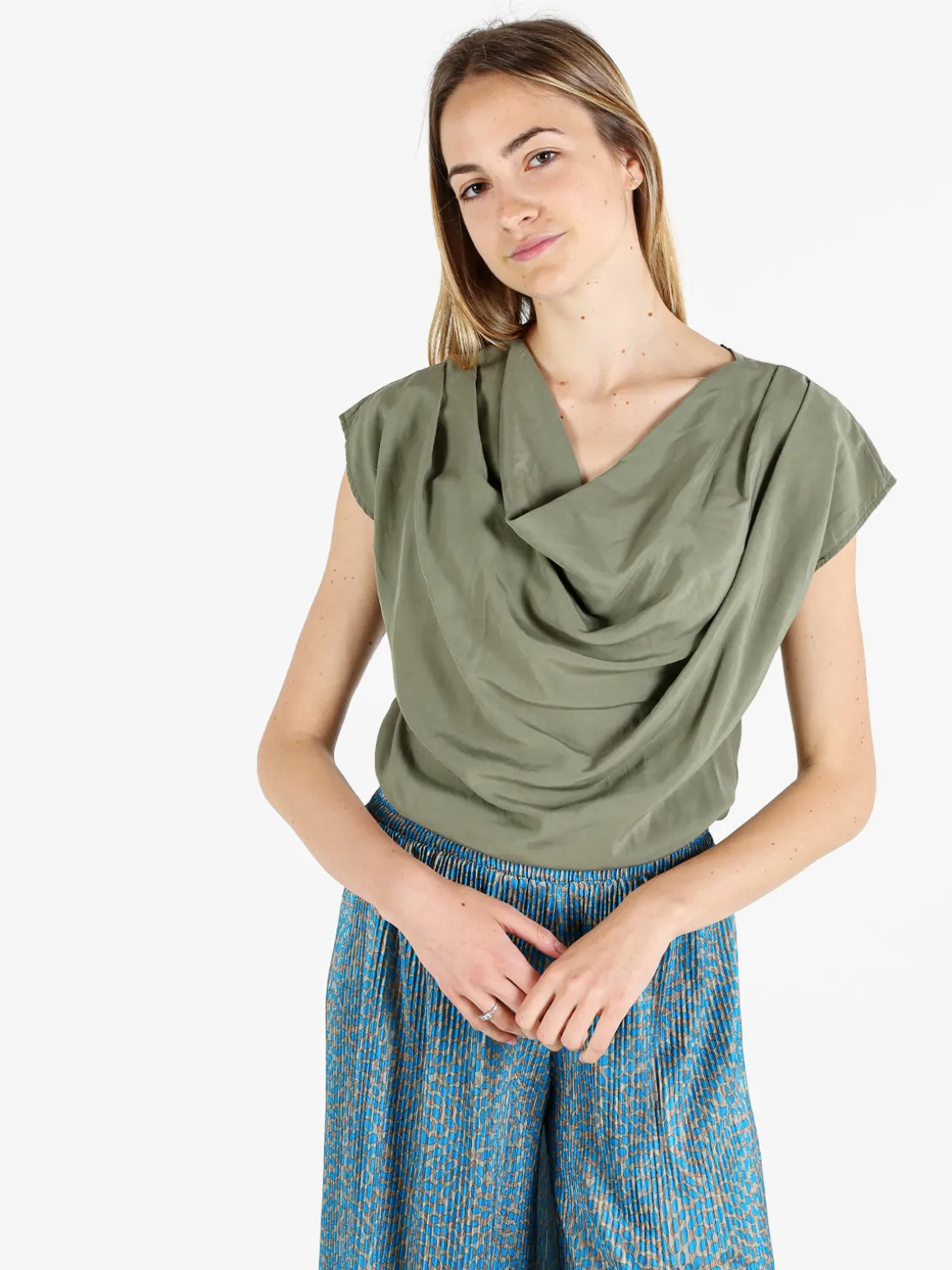 Solada Top da donna con scollo a cascata