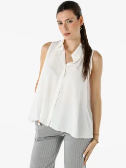 Solada Top donna a camicia senza maniche - bianco
