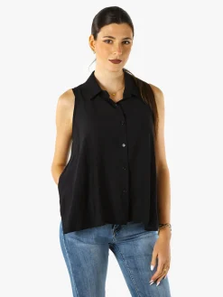 Solada Top donna a camicia senza maniche - nero