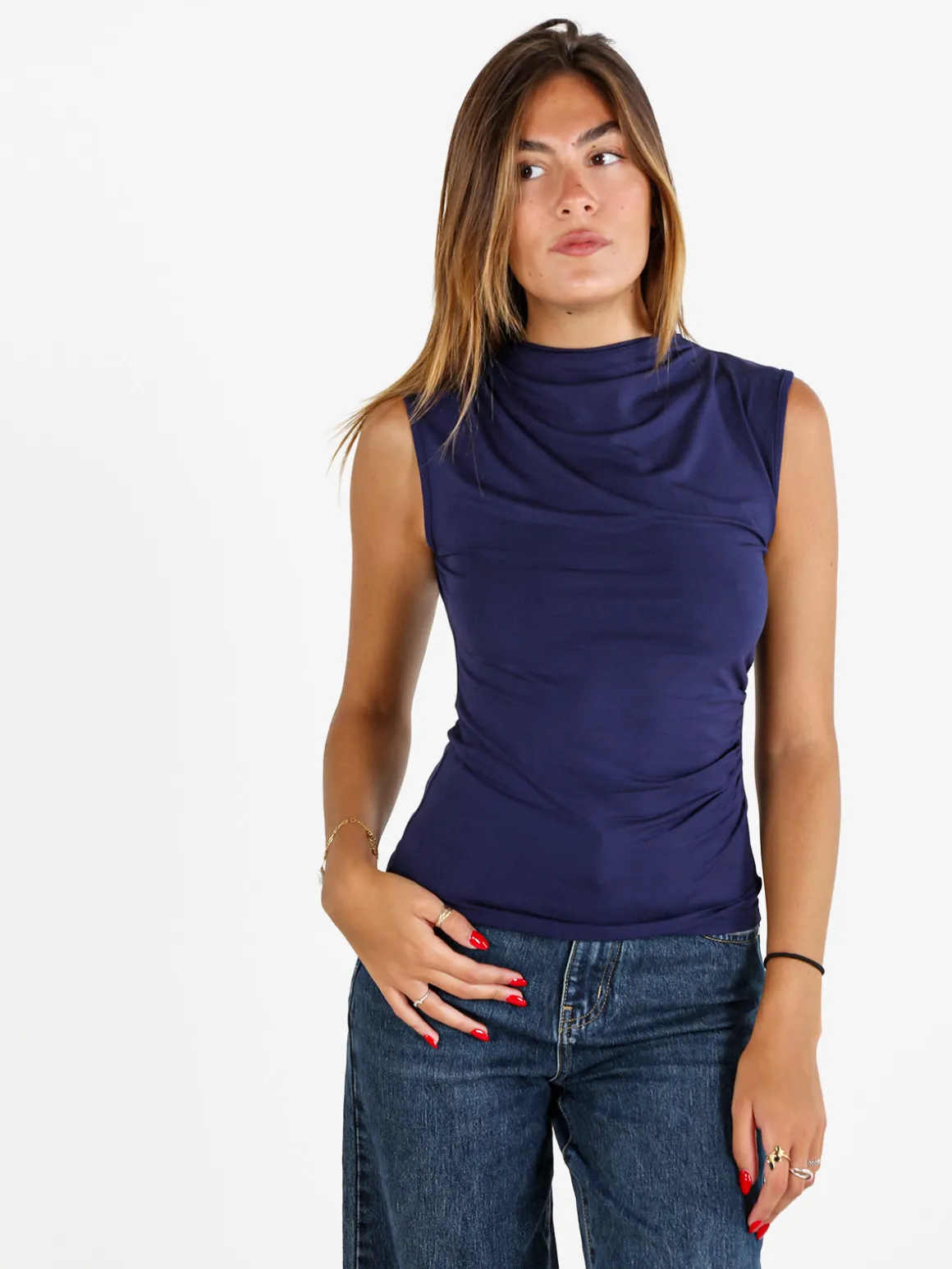 Solada Top donna accollato - blu scuro