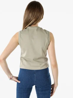 Solada Top donna accollato in cotone - oliva