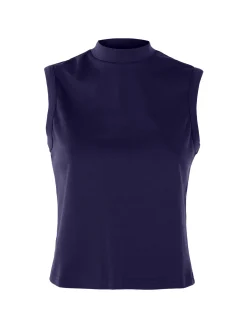 Solada Top donna accollato in cotone - blu scuro