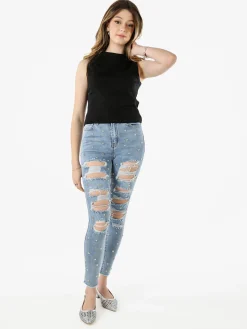 Solada Top donna accollato in cotone - nero