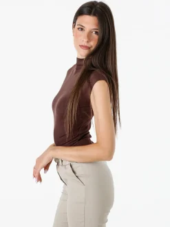 Solada Top donna accollato senza maniche - moro