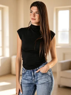 Solada Top donna accollato senza maniche - nero