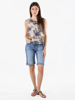 Solada Top donna a palloncino con stampe - blu
