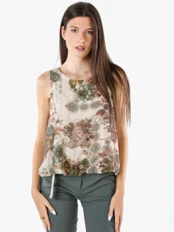 Solada Top donna a palloncino con stampe - verde