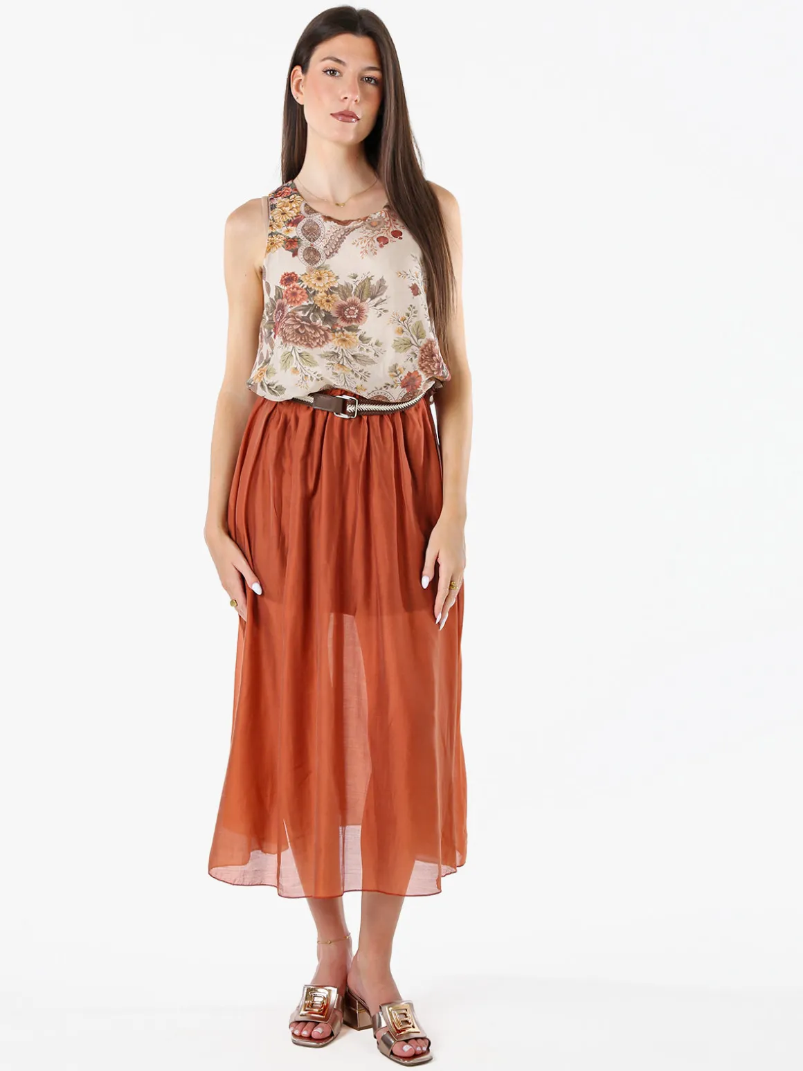 Solada Top donna a palloncino con stampe - khaki