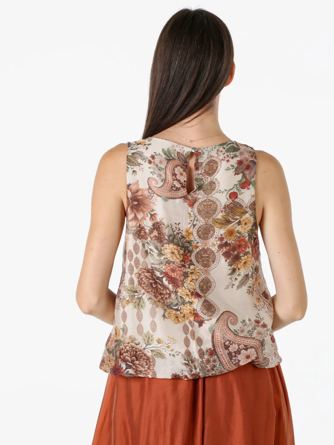 Solada Top donna a palloncino con stampe - khaki