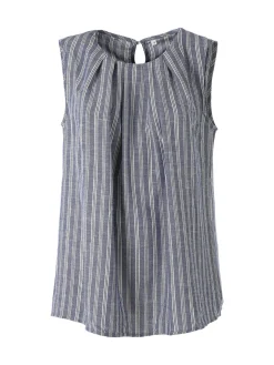 Solada Top donna a righe verticali con scollo tondo - blu