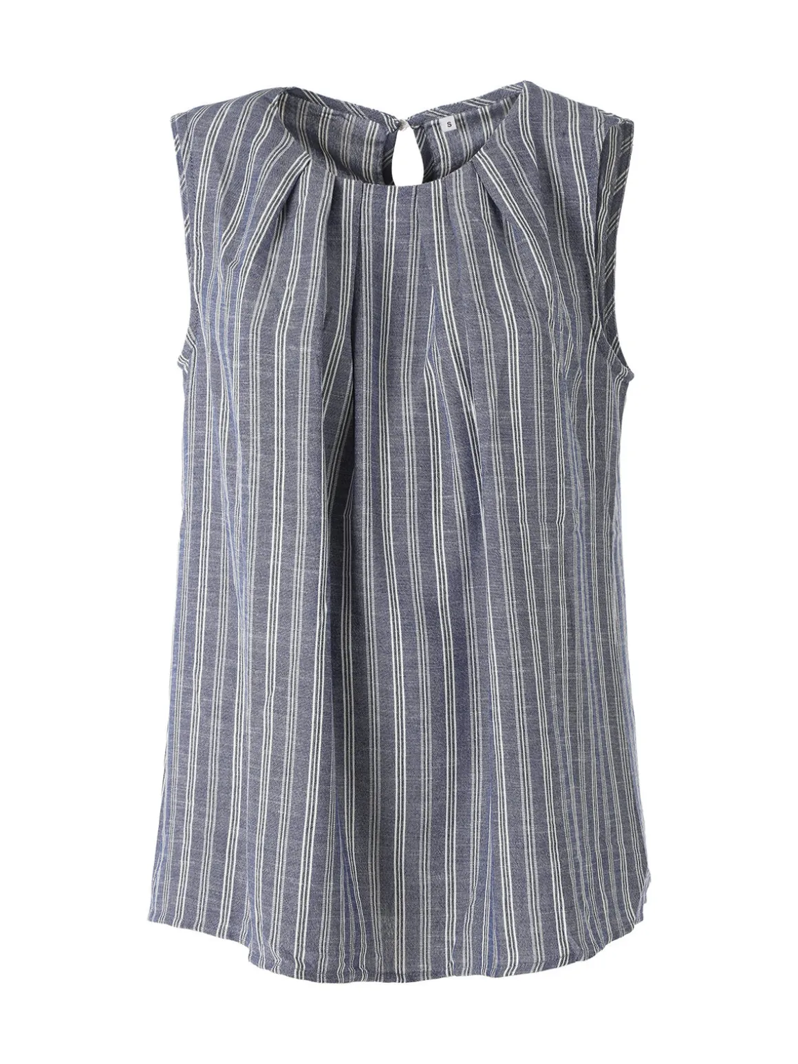 Solada Top donna a righe verticali con scollo tondo - blu