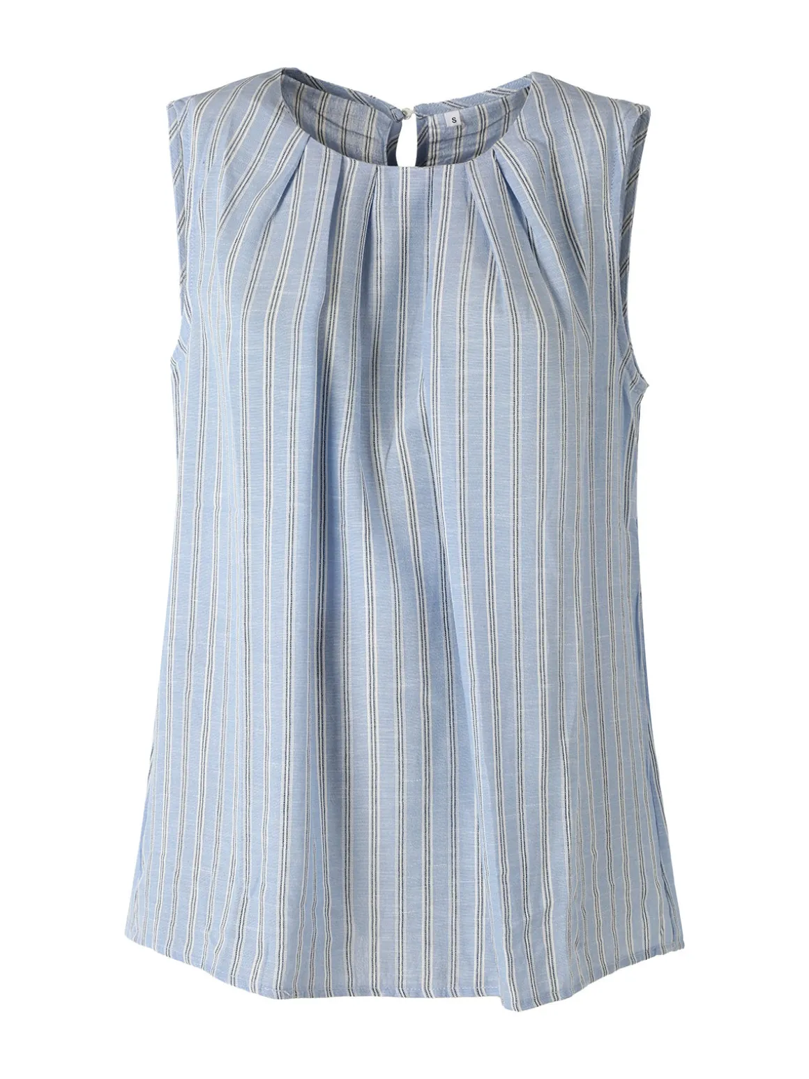 Solada Top donna a righe verticali con scollo tondo - azzurro