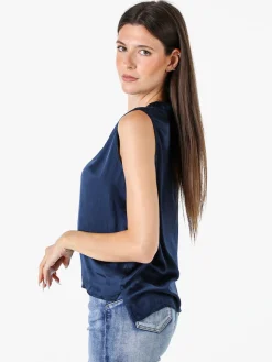 Solada Top donna a spalla larga con scollo a V - blu scuro