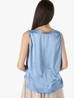 Solada Top donna a spalla larga con scollo a V - blu