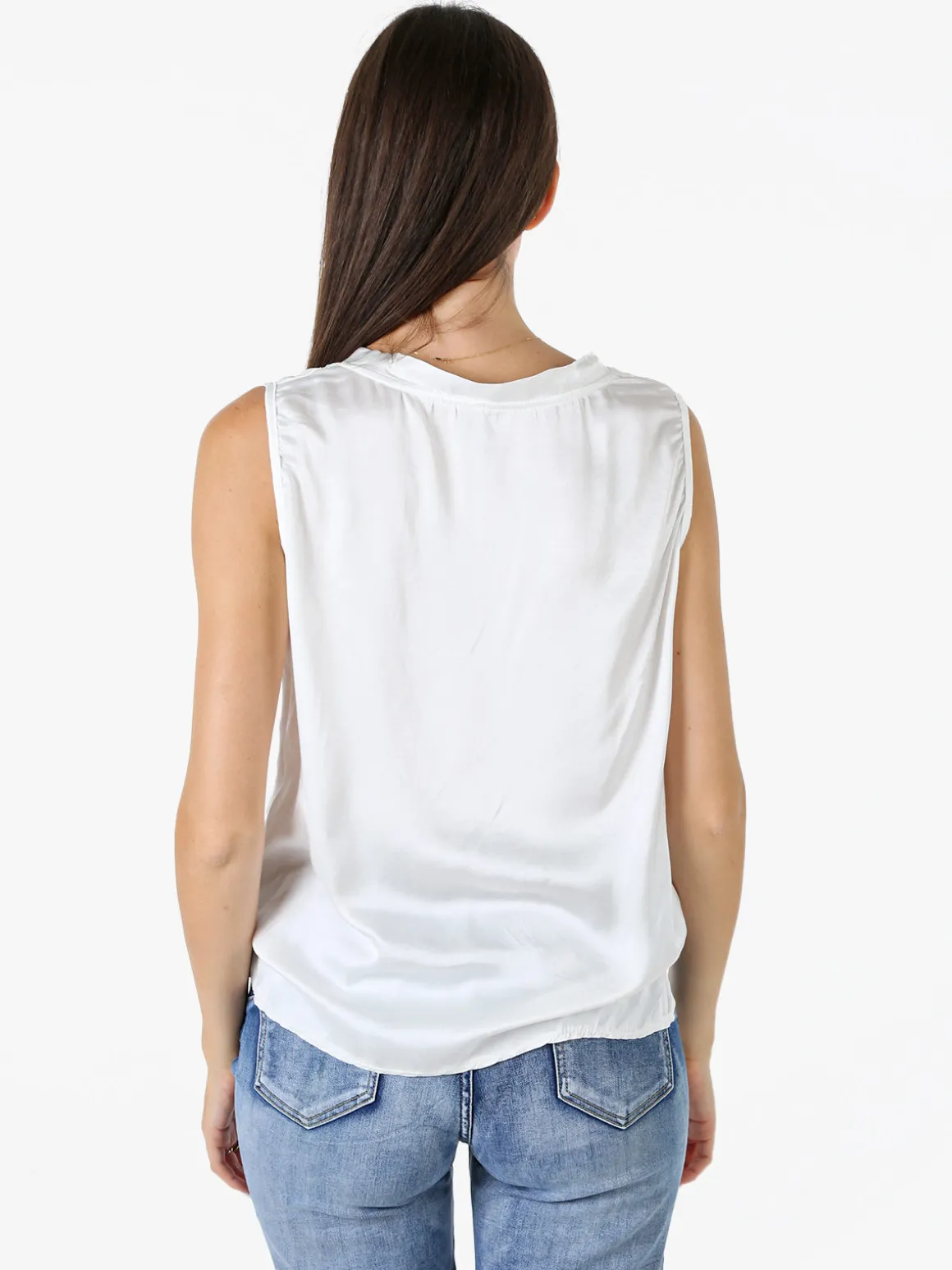 Solada Top donna a spalla larga con scollo a V - bianco
