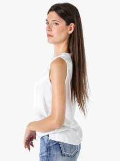 Solada Top donna a spalla larga con scollo a V - bianco