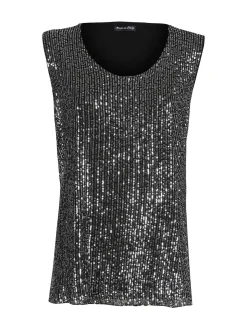 Solada Top donna con paillettes linea curvy - argento