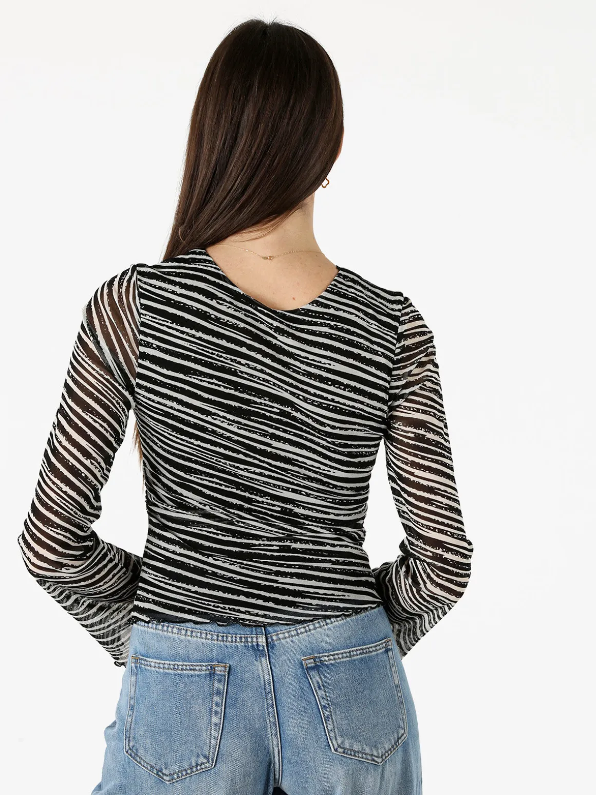 Solada Top donna con scollo a V e maniche lunghe a campana - nero