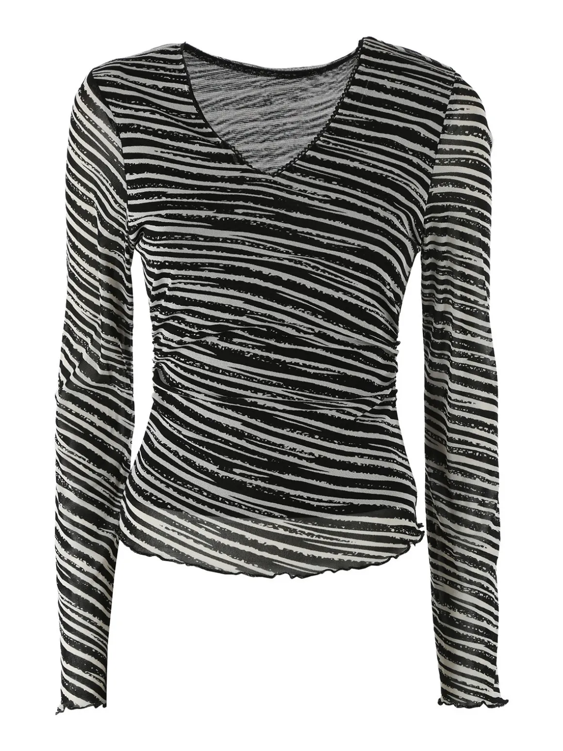 Solada Top donna con scollo a V e maniche lunghe a campana - nero