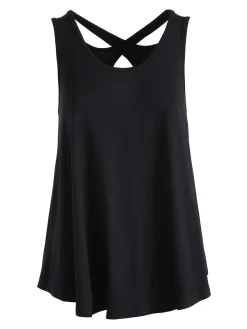 Solada Top donna con scollo incrociato sul retro - nero