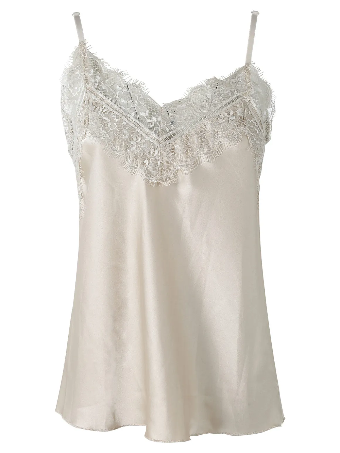 Solada Top donna con spalline sottili e scollo a V con pizzo - beige