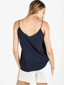 Solada Top donna con spalline sottili e scollo V - blu scuro