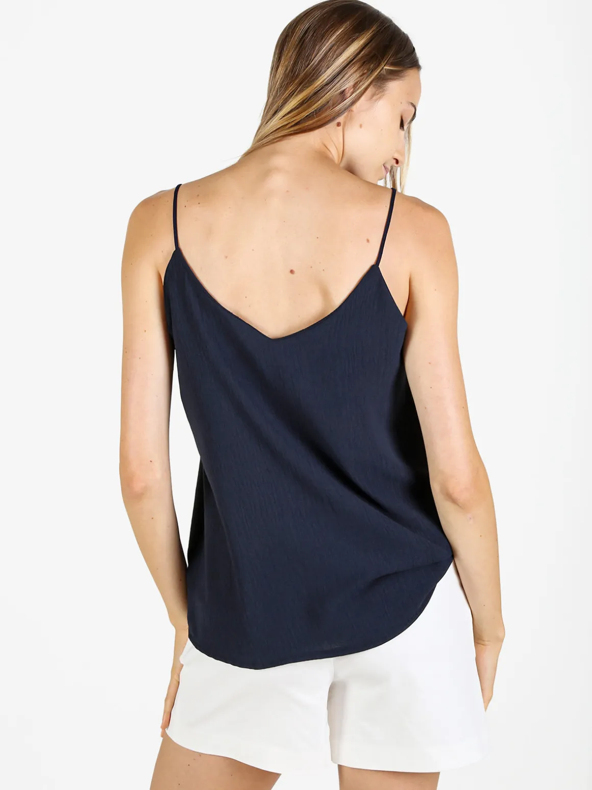 Solada Top donna con spalline sottili e scollo V - blu scuro