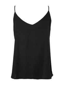 Solada Top donna con spalline sottili e scollo V - nero