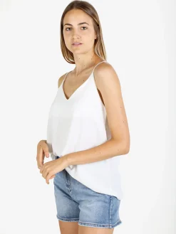 Solada Top donna con spalline sottili e scollo V - bianco