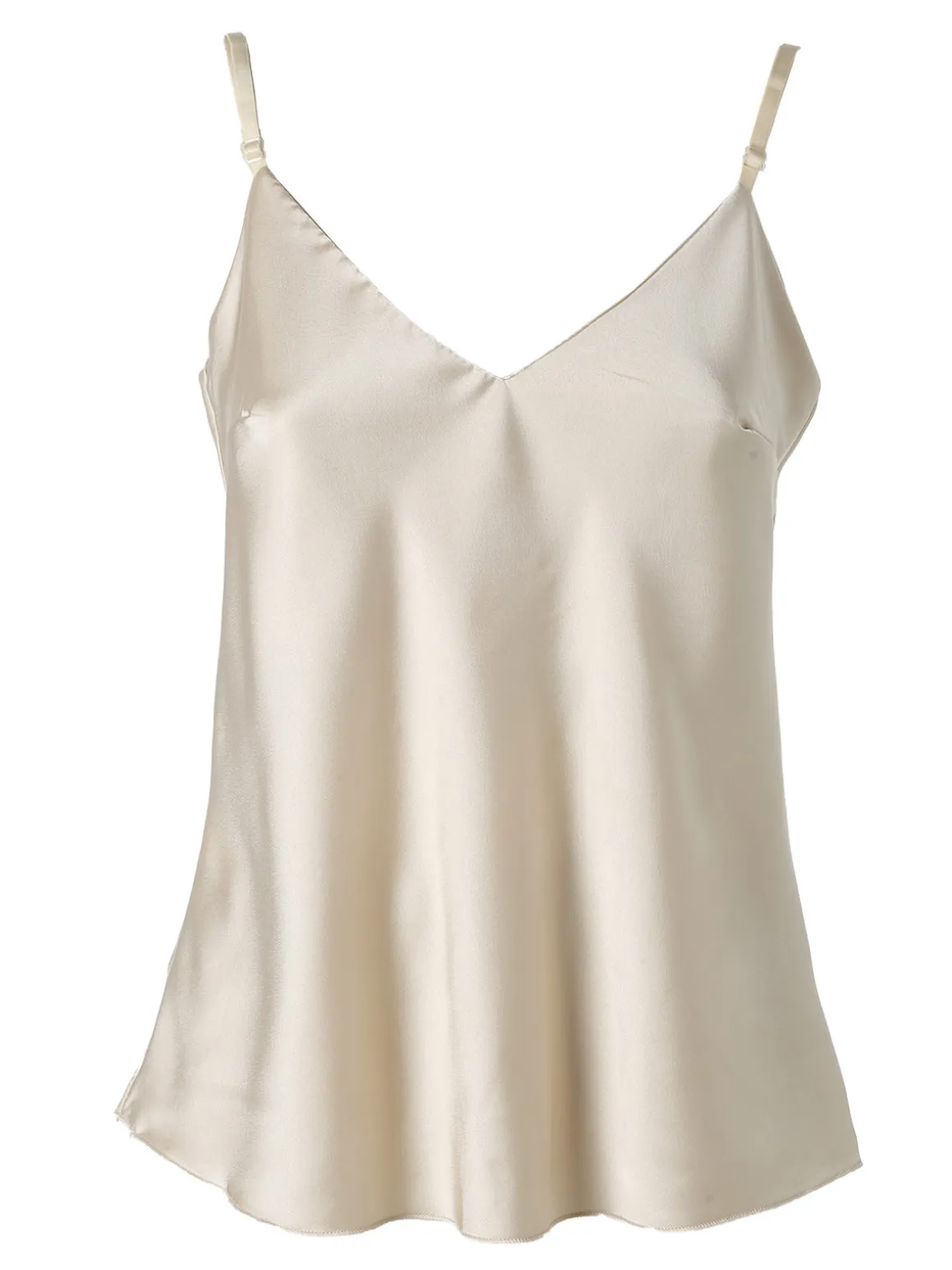 Solada Top donna effetto raso con spalline sottili e dettaglio in pizzo - beige