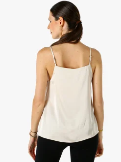 Solada Top donna effetto raso con spalline strette - beige