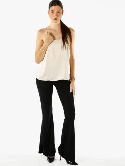 Solada Top donna effetto raso con spalline strette - beige