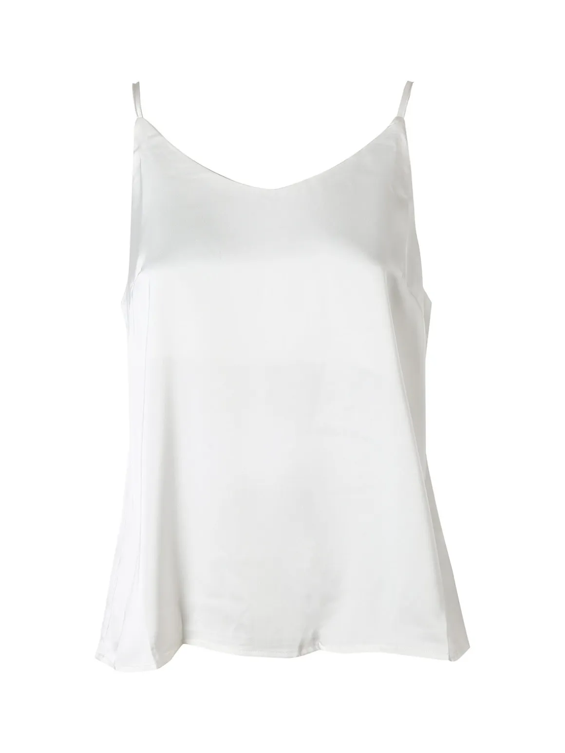 Solada Top donna effetto raso con spalline strette - bianco