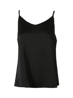 Solada Top donna effetto raso con spalline strette - nero